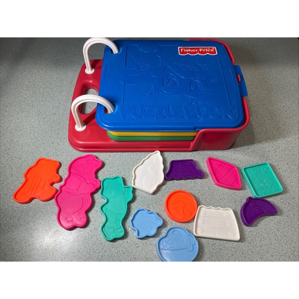 Vintage Fisher Puzzle Book Toy Complete with All 12 Shapes 1994 Hard Plastic
